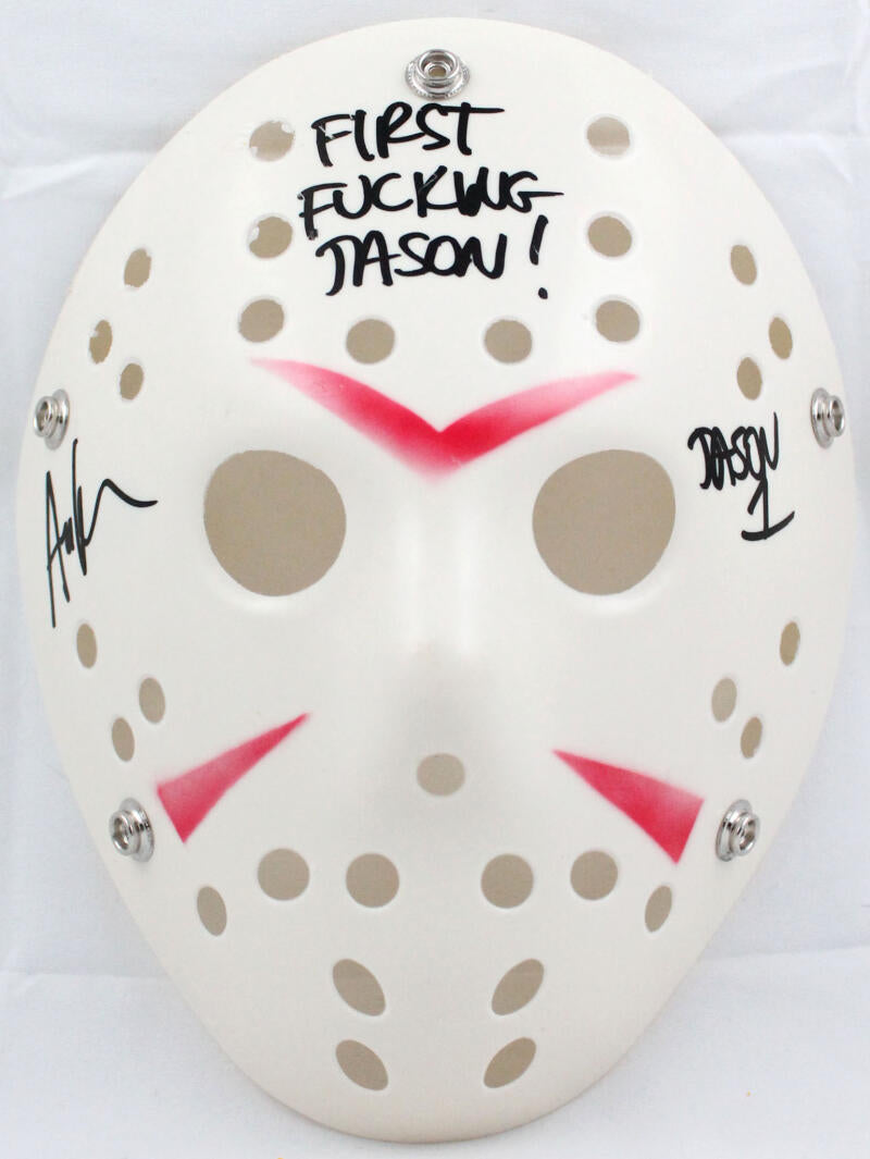 Ari Lehman Signed Friday The 13th White Jason Mask w/2 Insc.-Beckett W Hologram *Black Image 1