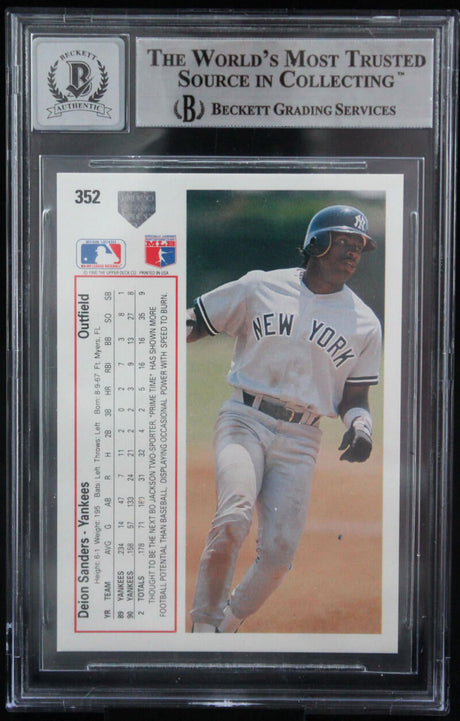 1991 Upper Deck #352 Deion Sanders New York Yankees BAS Autograph 10  Image 2