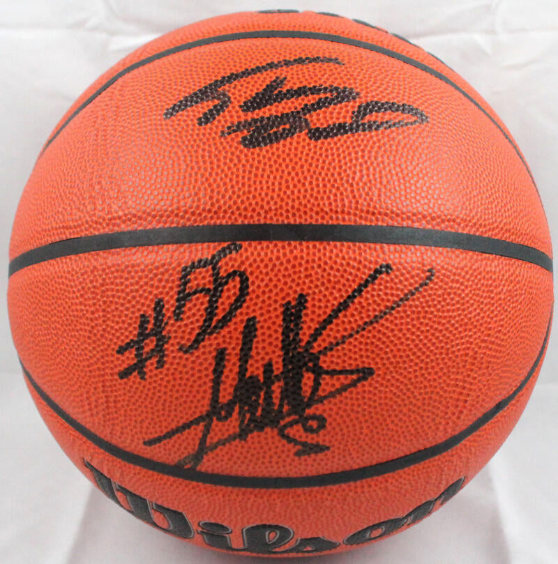 Dikembe Mutombo Shaquille O' Neal Autographed Wilson NBA Basketball-Beckett W Hologram *Black Image 1