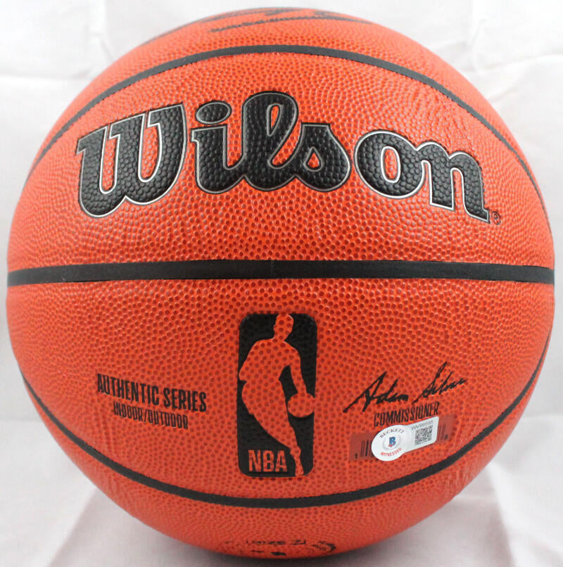 Dikembe Mutombo Shaquille O' Neal Autographed Wilson NBA Basketball-Beckett W Hologram *Black Image 4