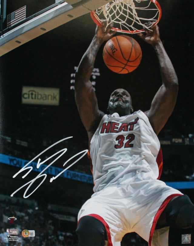 Shaquille O'Neal Autographed Miami Heat 16x20 Dunk FP Photo-Beckett W Hologram *White Image 1