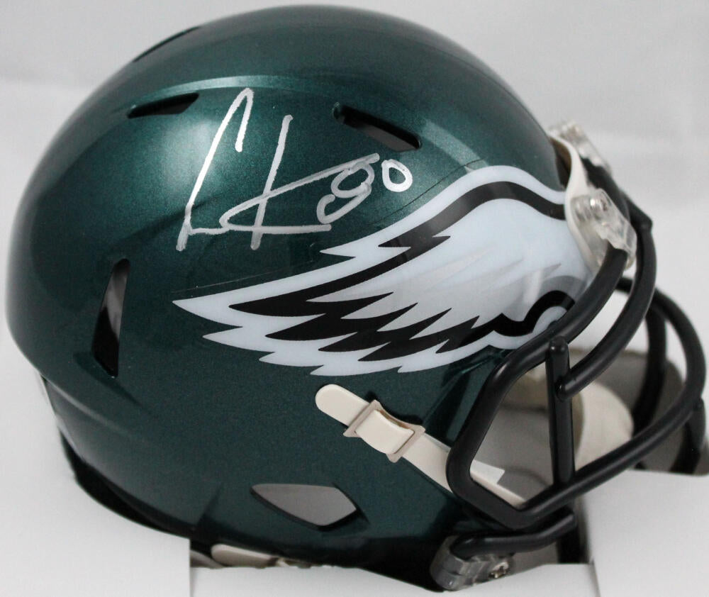 Cris Carter Autographed Philadelphia Eagles Speed Mini Helmet-Beckett W Hologram *Silver Image 1