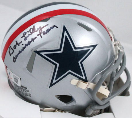 Bob Lilly Autographed Dallas Cowboys 76 Speed Mini Helmet w/Americas Team-Beckett W Hologram *Black Image 1