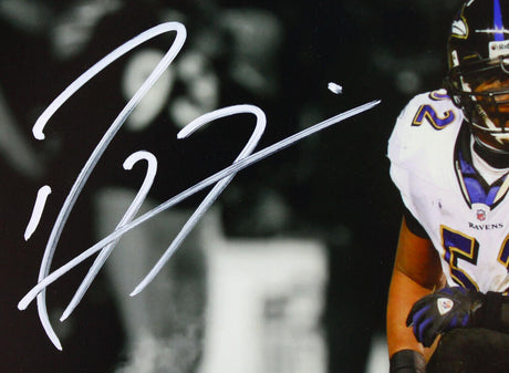 Ray Lewis Signed Baltimore Ravens 8x10 Over Roethlisberger Photo- Beckett W Hologram *White Image 2