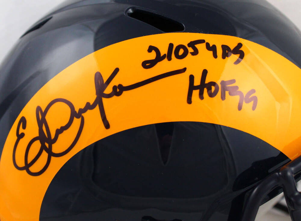 Eric Dickerson Autographed F/S LA Rams 81-99 Speed Helmet w/HOF, Yds.-Beckett W Hologram *Black Image 2