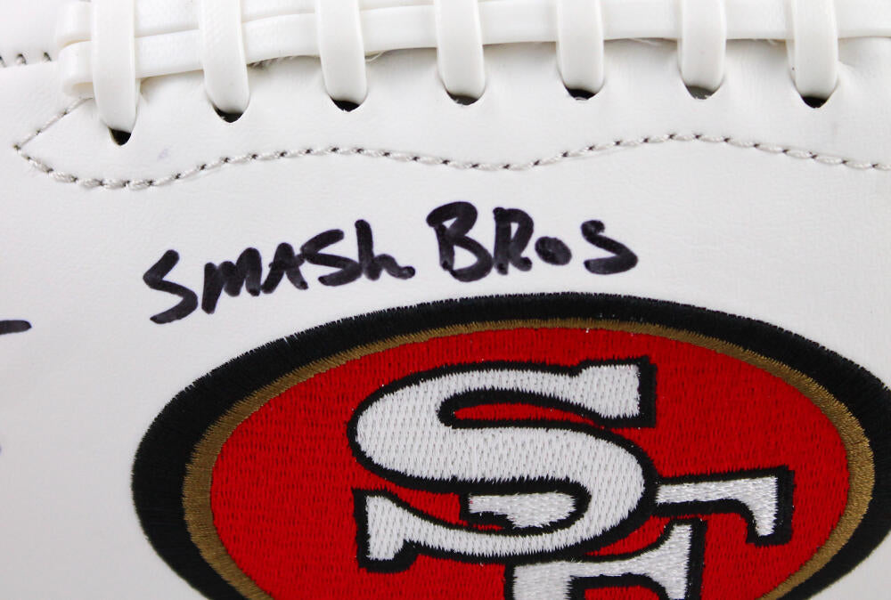 NaVorro Bowman Patrick Willis Autographed San Francisco 49ers Logo Football w/Smash Bros-Beckett W Hologram *Black Image 4