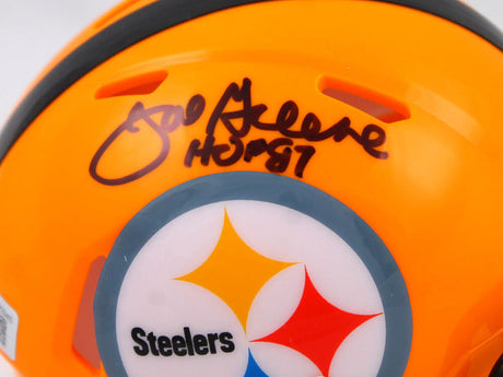 Joe Greene Autographed Pittsburgh Steelers Gold Speed Mini Helmet W/HOF-Beckett W Hologram *Black Image 2