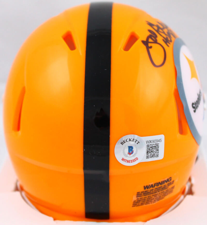 Joe Greene Autographed Pittsburgh Steelers Gold Speed Mini Helmet W/HOF-Beckett W Hologram *Black Image 3