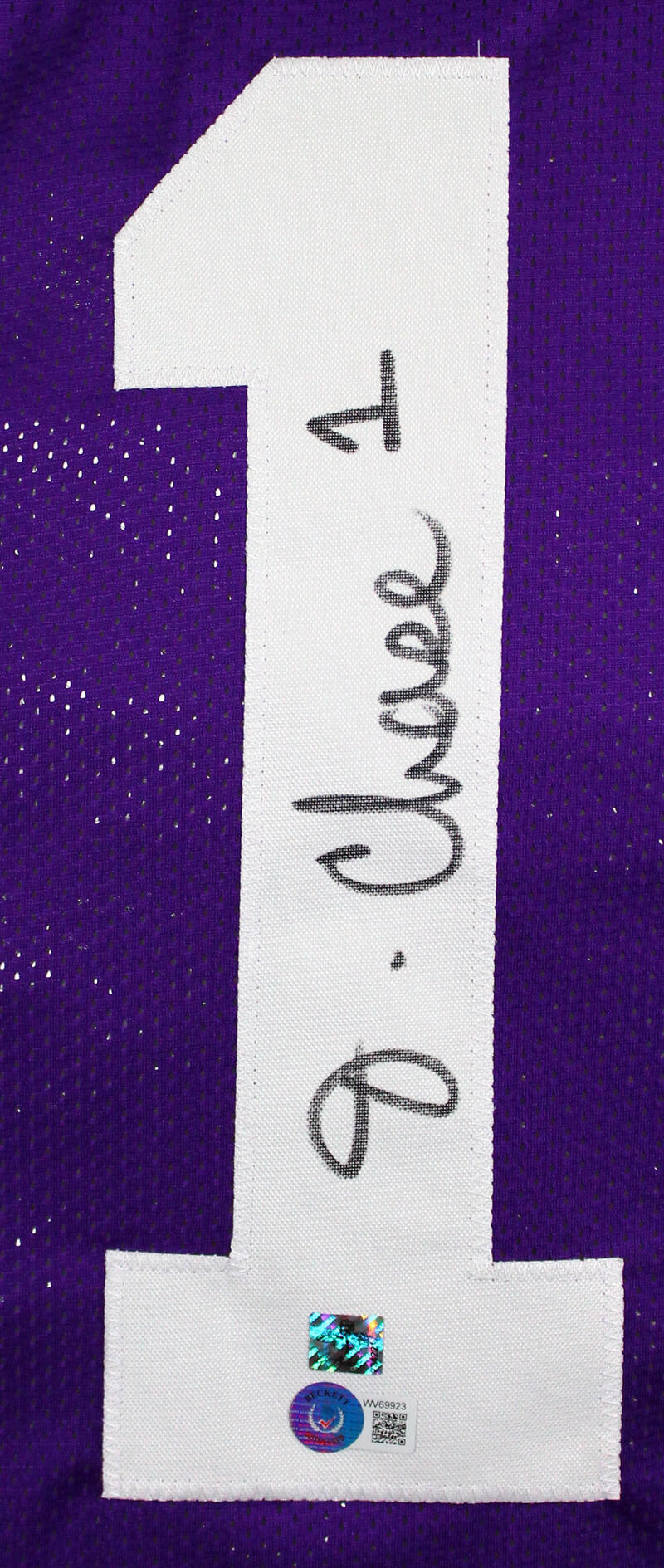Ja'Marr Chase Autographed Purple College Style Jersey-Beckett W Hologram *Black Image 2