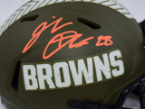 Jeremiah Owusu-Koramoah Autographed Cleveland Browns Salute to Service Speed Mini Helmet-Beckett W Hologram *Orange Image 2