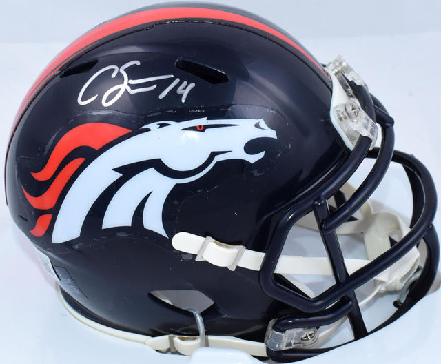 Courtland Sutton Autographed Denver Broncos Speed Mini Helmet- Beckett W Hologram *Silver Image 1