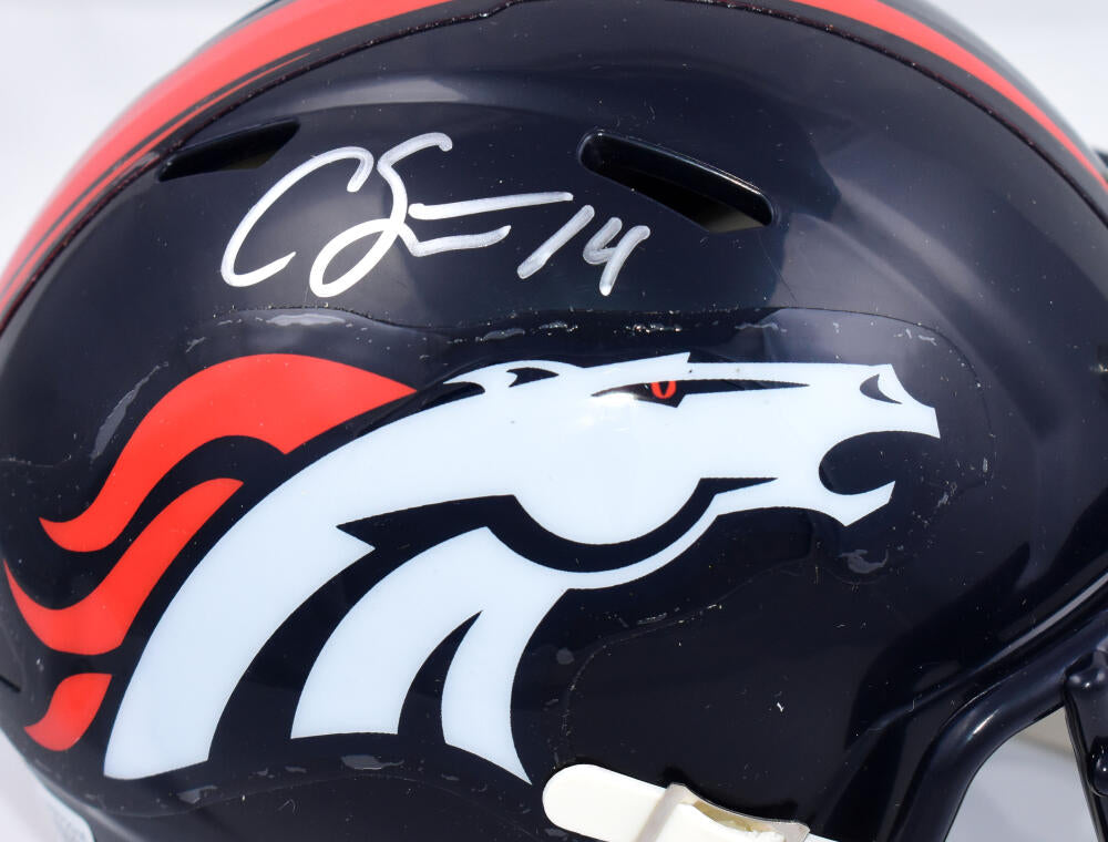 Courtland Sutton Autographed Denver Broncos Speed Mini Helmet- Beckett W Hologram *Silver Image 2