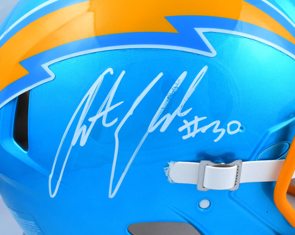 Austin Ekeler Autographed Los Angeles Chargers F/S Flash Speed Authentic Helmet *Smear-PSA *White Image 2