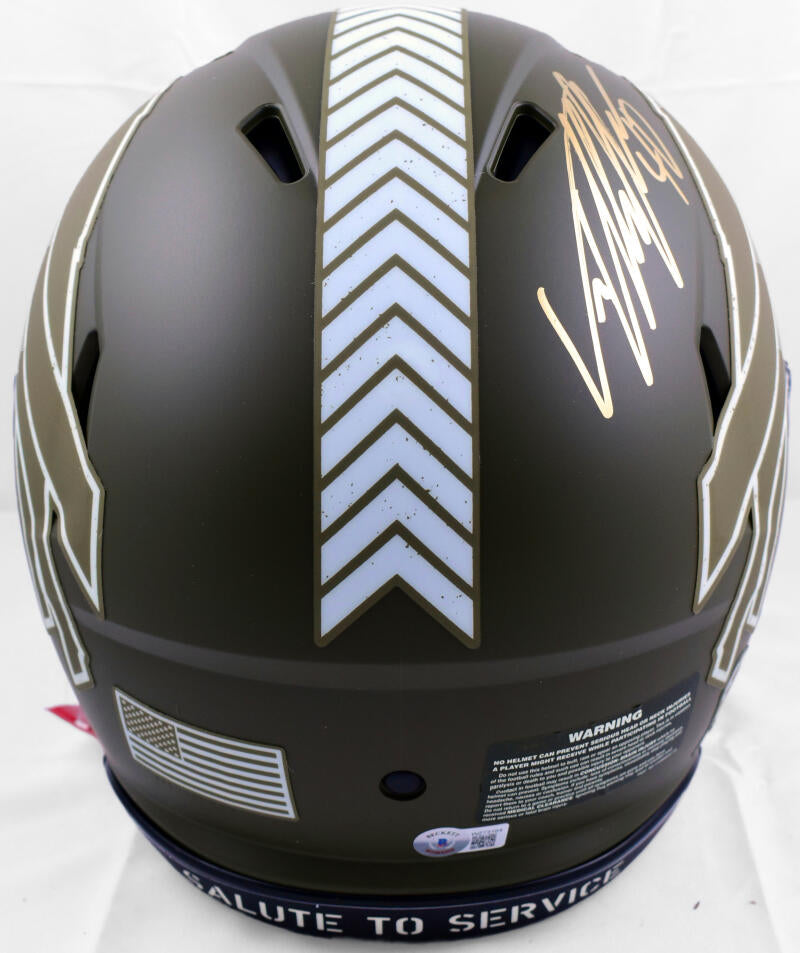 Von Miller Autographed Buffalo Bills F/S Salute To Service Speed Authentic Helmet-Beckett W Hologram *Gold Image 4