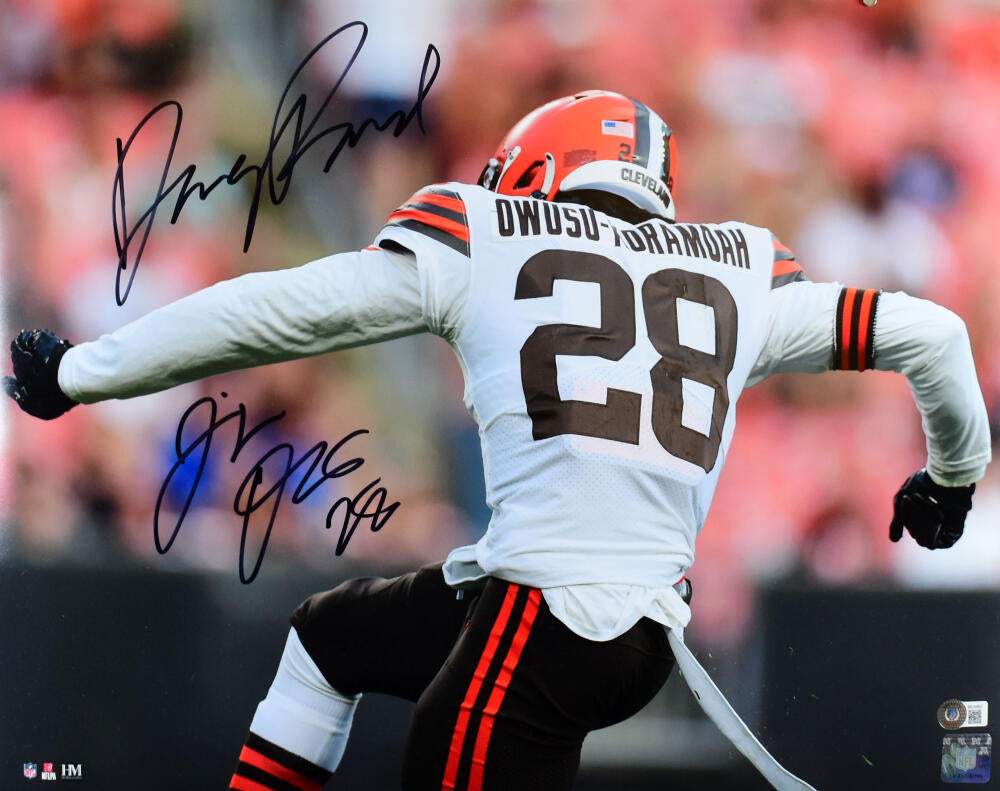Jeremiah Koramoah Autographed Cleveland Browns 16x20 Back Photo w/Dawg Pound-Beckett W Hologram *Black Image 1