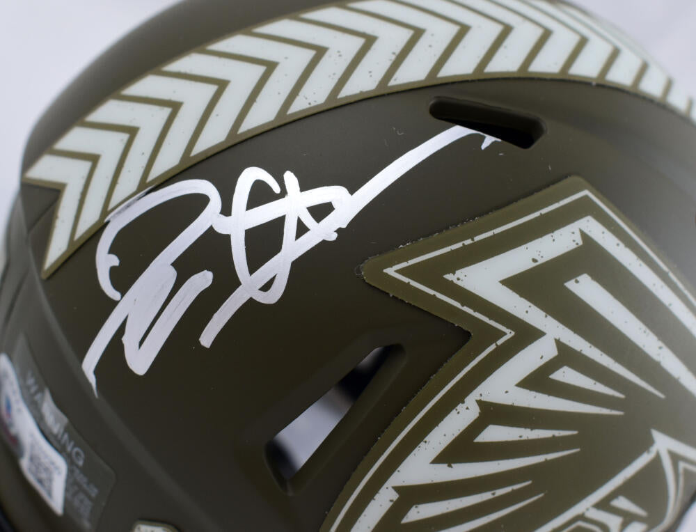 Deion Sanders Autographed Atlanta Falcons Salute to Service Speed Mini Helmet-Beckett W Hologram *Silver Image 2