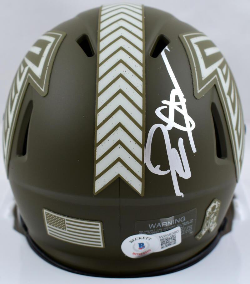 Deion Sanders Autographed Atlanta Falcons Salute to Service Speed Mini Helmet-Beckett W Hologram *Silver Image 3