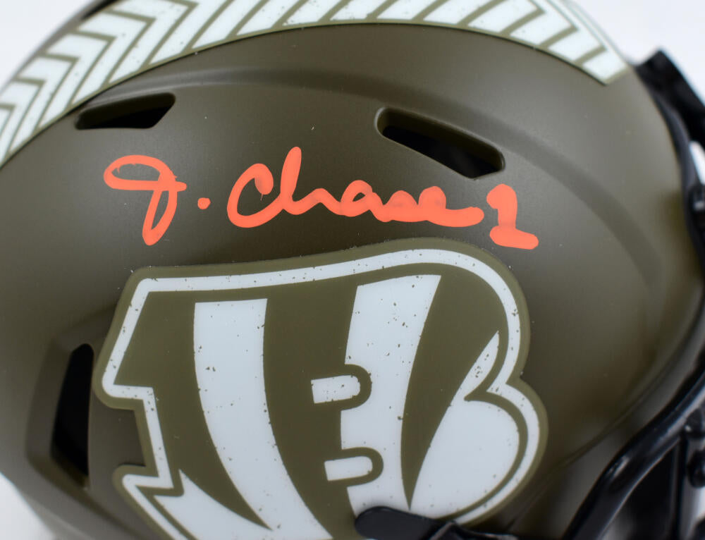 Ja'Marr Chase Autographed Cincinnati Bengals Salute to Service Speed Mini Helmet- PSA *Orange Image 2