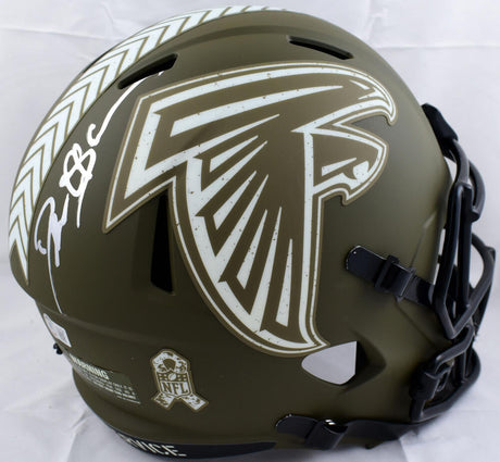 Deion Sanders Signed Atlanta Falcons F/S Salute to Service Speed Helmet- Beckett W Hologram *Silver Image 1