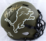 Barry Sanders Autographed Lions Salute to Service Speed Helmet-Beckett W Hologram *Gold Image 1