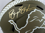 Barry Sanders Autographed Lions Salute to Service Speed Helmet-Beckett W Hologram *Gold Image 2