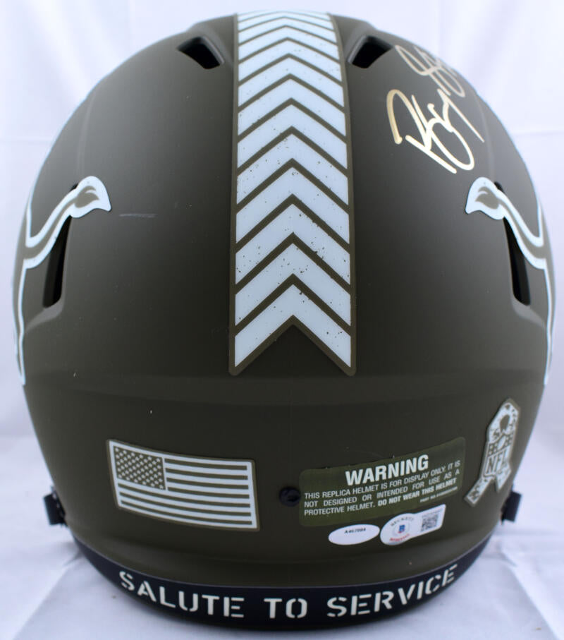 Barry Sanders Autographed Lions Salute to Service Speed Helmet-Beckett W Hologram *Gold Image 4