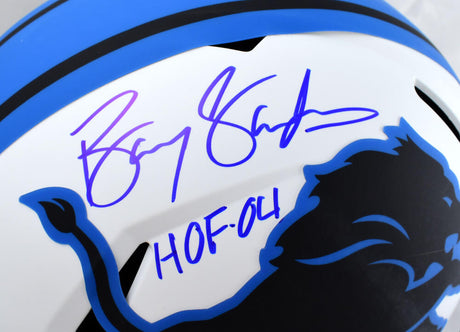 Barry Sanders Autographed Detroit Lions Lunar F/S Speed Helmet w/HOF- Beckett W Hologram *Blue Image 2