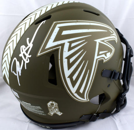 Deion Sanders Signed Atlanta Falcons F/S Salute to Service Speed Authentic Helmet- Beckett W Hologram *Silver Image 1