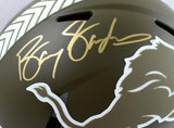 Barry Sanders Autographed Lions Salute to Service Speed Authentic Helmet-Beckett W Hologram *Gold Image 2