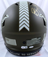 Barry Sanders Autographed Lions Salute to Service Speed Authentic Helmet-Beckett W Hologram *Gold Image 4