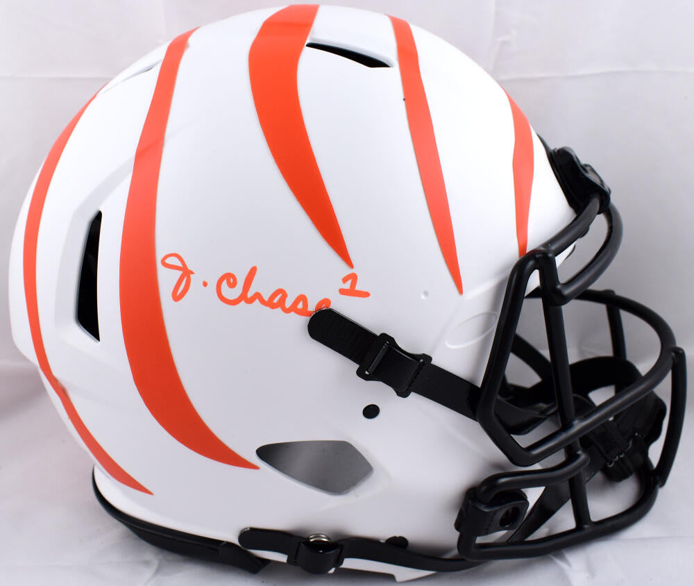 Ja'Marr Chase Autographed Cincinnati Bengals Lunar F/S Speed Authentic Helmet - PSA*Orange Image 1