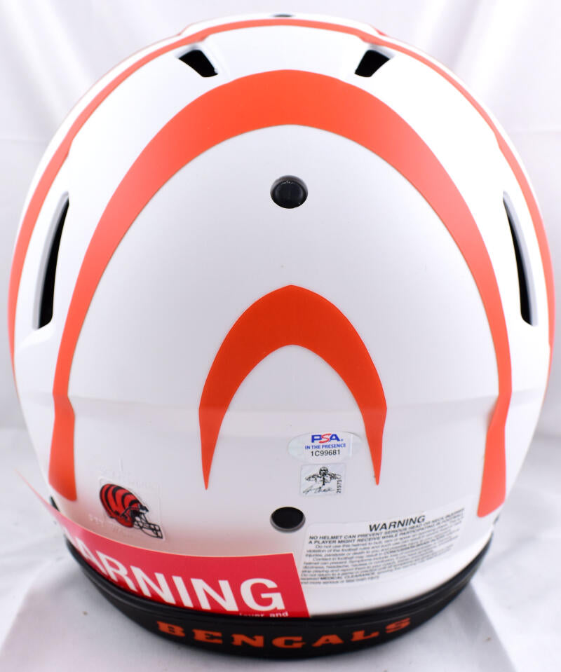 Ja'Marr Chase Autographed Cincinnati Bengals Lunar F/S Speed Authentic Helmet - PSA*Orange Image 4