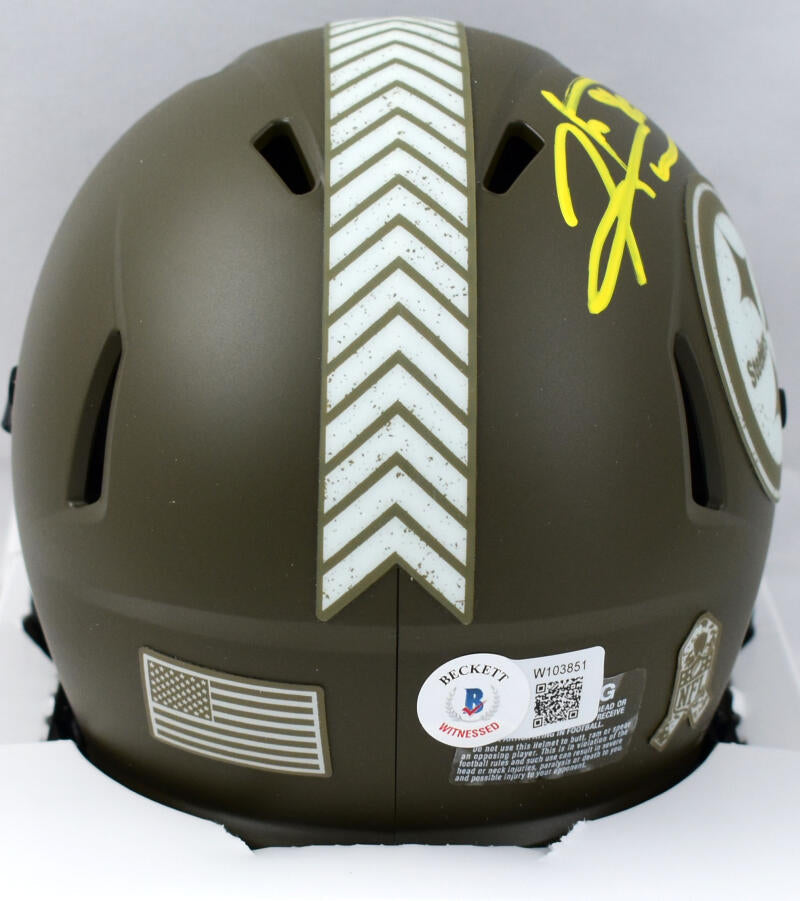 Hines Ward Autographed Pittsburgh Steelers Salute to Service Speed Mini Helmet-Beckett W Hologram *Yellow Image 3