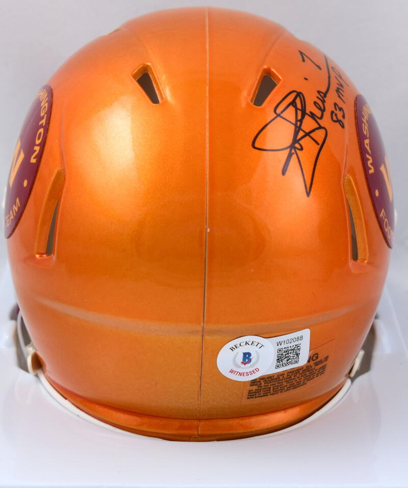 Joe Theismann Signed WFT Flash Speed Mini Helmet w/83 MVP-Beckett W Hologram *Black Image 3