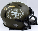 Joe Montana Autographed 49ers Salute to Service Speed Mini Helmet-Fanatics *Gold Image 1