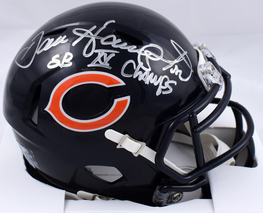 Dan Hampton Autographed Chicago Bears Speed Mini Helmet w/SB Champs- Prova *Silver Image 1