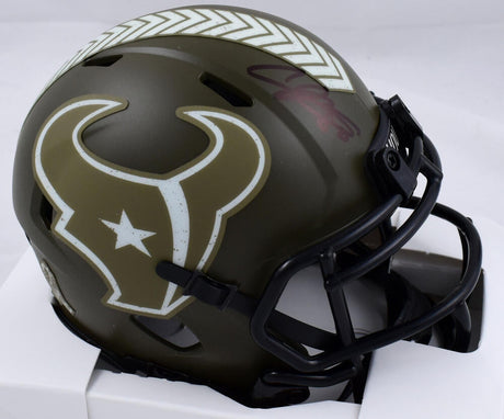 Andre Johnson Autographed Houston Texans Salute to Service Speed Mini Helmet- Beckett W Hologram *Black Image 1