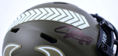 Andre Johnson Autographed Houston Texans Salute to Service Speed Mini Helmet- Beckett W Hologram *Black Image 2