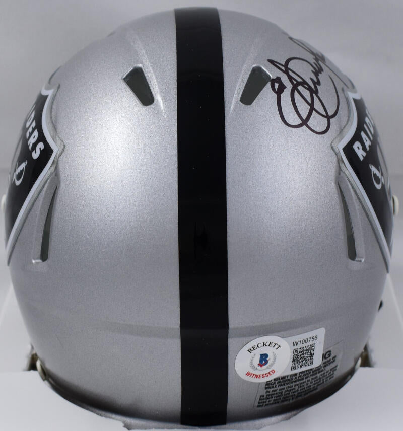 Eric Dickerson Autographed Raiders Speed Mini Helmet W/ HOF- Beckett W Hologram *Black Image 3