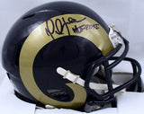 Marshall Faulk Autographed Rams 00-16 TB Speed Mini Helmet w/ HOF- Beckett W Hologram *Black Image 1
