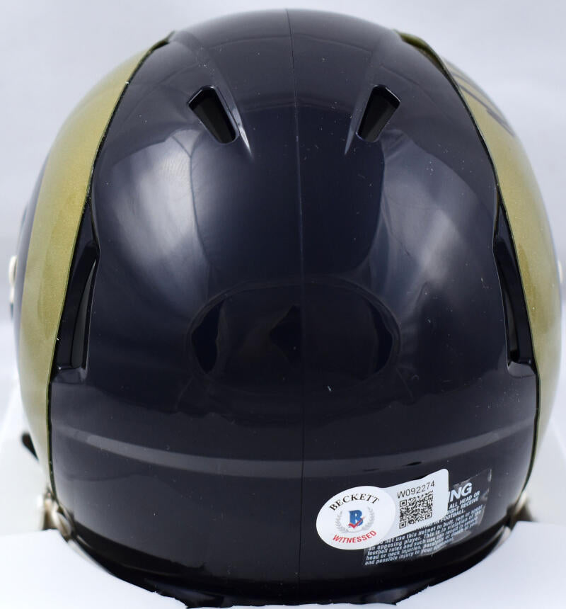 Marshall Faulk Autographed Rams 00-16 TB Speed Mini Helmet w/ HOF- Beckett W Hologram *Black Image 3