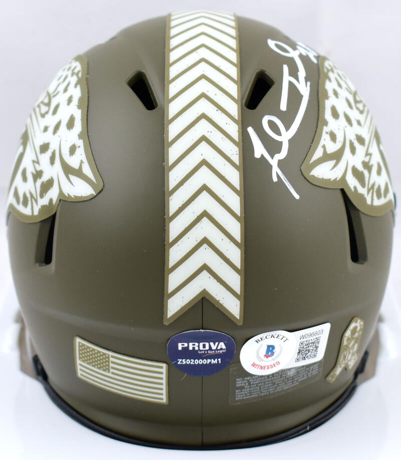 Fred Taylor Autographed Jacksonville Jaguars Salute to Service Speed Mini Helmet-Beckett W Hologram *White Image 3