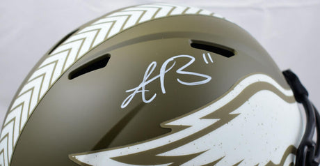AJ Brown Autographed Philadelphia Eagles F/S Salute to Service Speed Helmet-Beckett W Hologram *White Image 2