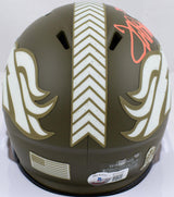 Terrell Davis Autographed Denver Broncos Salute to Service Speed Mini Helmet w/HOF- Beckett W Hologram *Orange Image 3