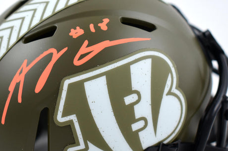 AJ Green Autographed Cincinnati Bengals Salute to Service Speed Mini Helmet-Beckett W Hologram *Orange Image 2