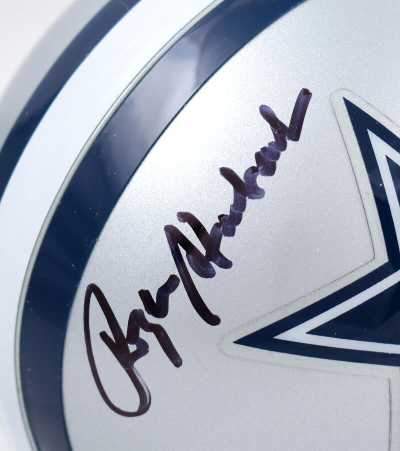 Roger Staubach Drew Pearson Autographed Dallas Cowboys Mini Helmet w/Hail Mary Date-Beckett W Hologram *Black  Image 3