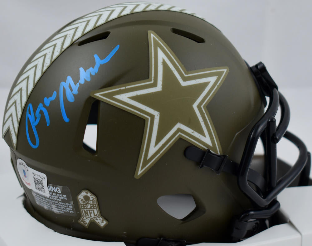 Roger Staubach Autographed Cowboys Salute to Service Speed Mini Helmet-Beckett W Hologram *Blue Image 1