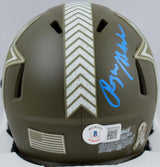 Roger Staubach Autographed Cowboys Salute to Service Speed Mini Helmet-Beckett W Hologram *Blue Image 3