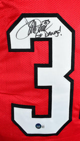 Terrell Davis Autographed Red College Style Jersey w/Go Dawgs- Beckett W Hologram *Black Image 2