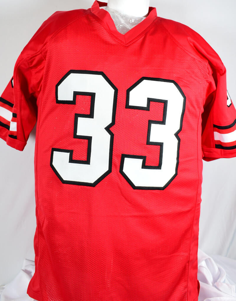 Terrell Davis Autographed Red College Style Jersey w/Go Dawgs- Beckett W Hologram *Black Image 3